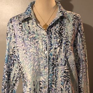 Chico’s Blue w/ Multicolored Blouse Sz 3